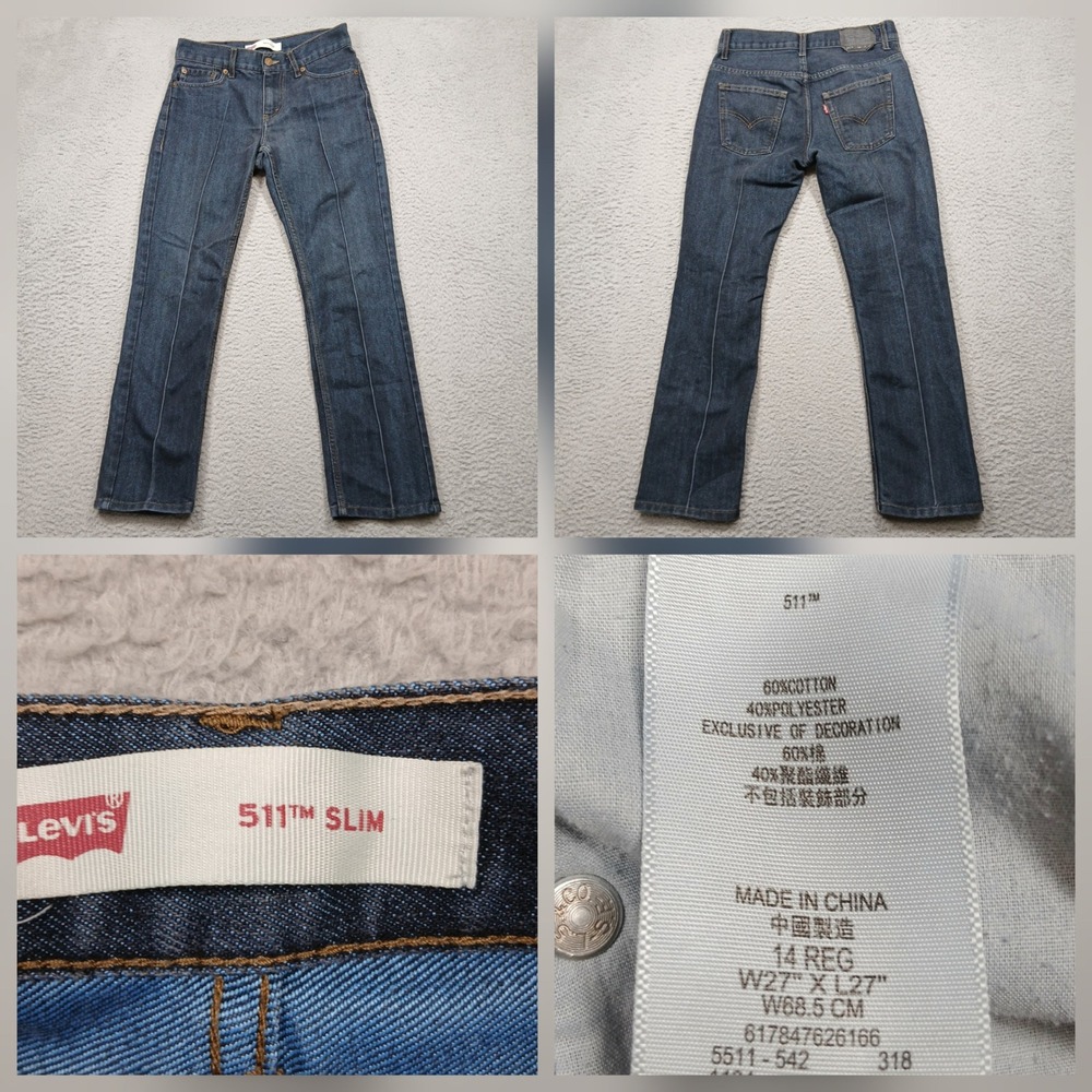 Levi's 511 Slim Jeans Boys 14 Regular W27 L27 Blue Denim